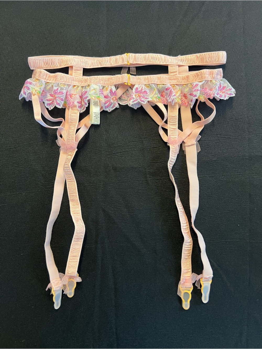 For Love & Lemons April Bloom Pastel Pink Floral Lace Garter Belt size Small